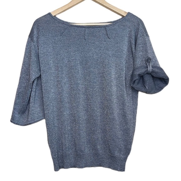 New YORK AND COMPANY silver sparkle 3/4 sleeve blouse size M. - Picture 1 of 4